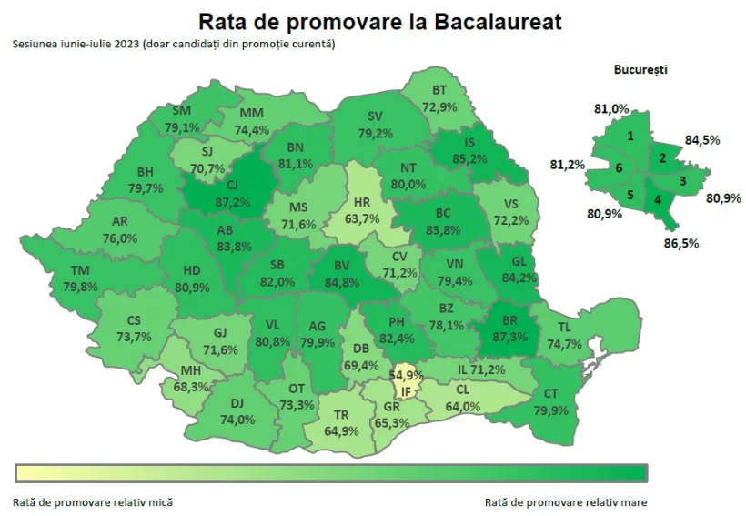 Rata de promovare la bacalaureat în Galați: 84,2 la sută, peste media pe țară