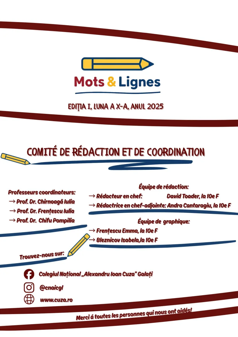 Revista școlară „Mots & Lignes”, lansată la Colegiul Național „Cuza”