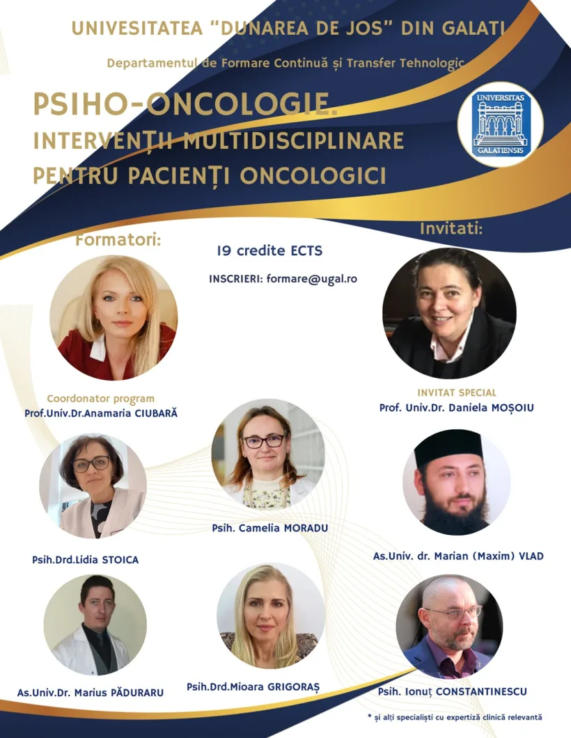 Înscrieri pentru un curs de psiho-oncologie organizat la Galați
