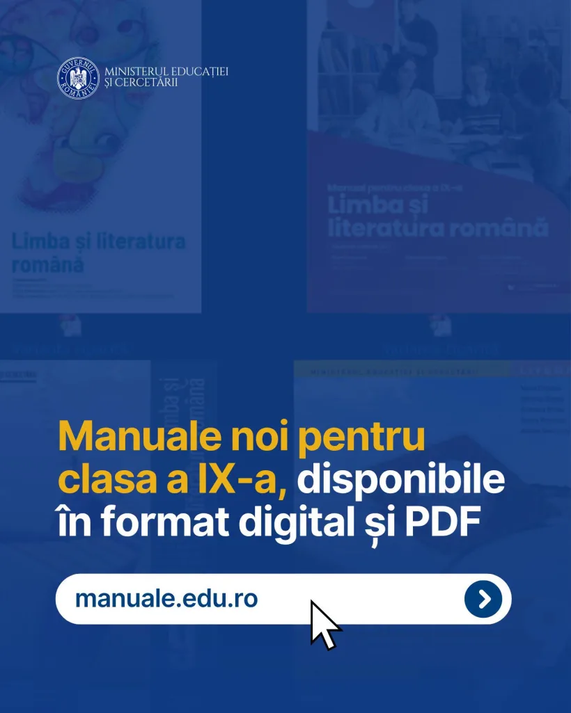 Primele manuale pentru clasa a IX-a, încărcate pe platforma Ministerului Educației